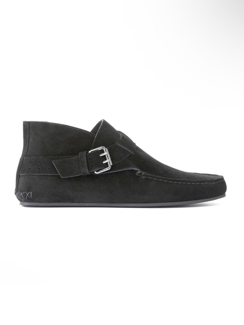 NEW The Kooples Suede Black Leather Buckle High Top Loafer Chukka Boot Size 41